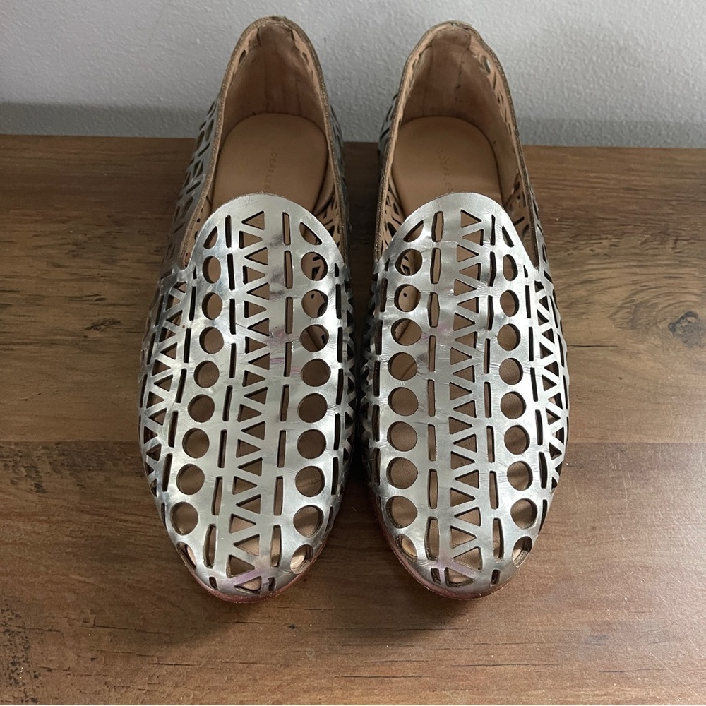 Loeffler Randall Silver Cutout Loafers